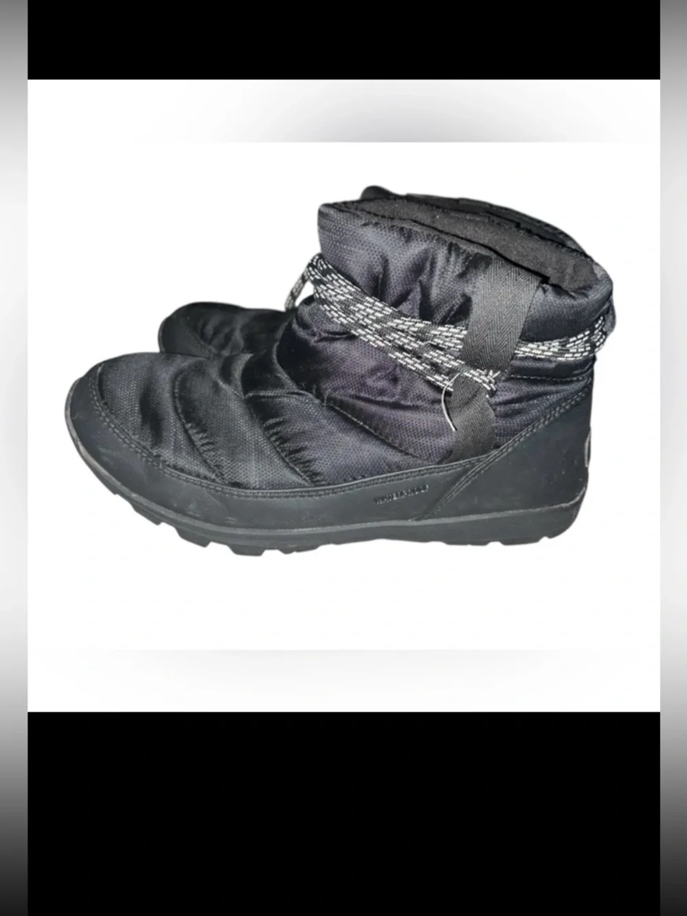 SOREL Whitney Short Camp Ankle Boot Black Nylon Puffer Winter Women's